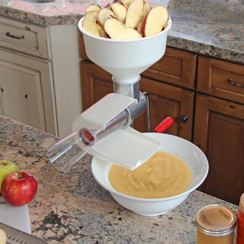 Johnny Apple Sauce Maker - Professional Tomato, Salsa, Pumpkin Puree & Berry Sauce Maker with Strainer & Accessories | Removes Skins & Seeds | Model 250 Clamp-Based Food Strainer | Perfect for Canning, Cooking & Homemade Baby Food