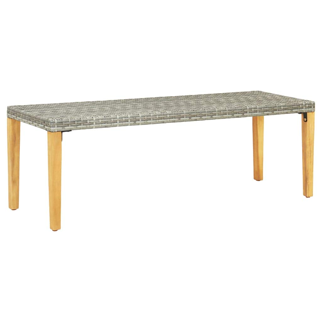 SKM 31.5 Inch Gray Poly Rattan Patio Bench - Outdoor Garden Furniture for Backyard, Porch, Poolside & Balcony Seating