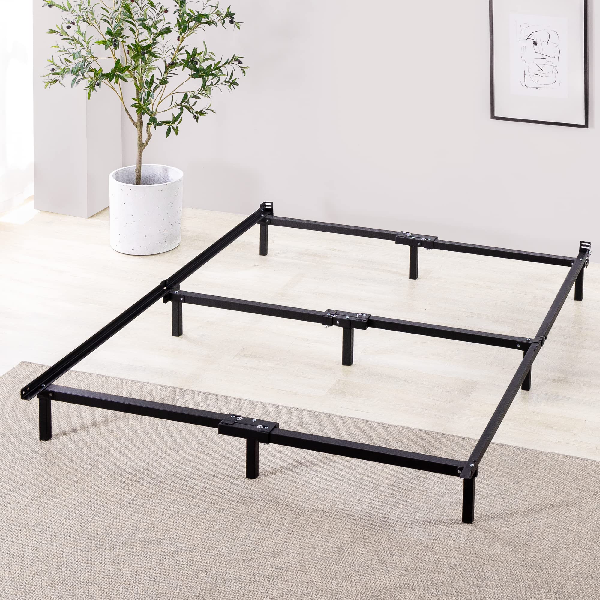 ZINUS Michelle Compack 9-Leg Support Bed Frame - Full Size Platform Base for Box Spring & Mattress Set in Black | Sturdy Metal Frame for Bedroom, Guest Room & Dorm