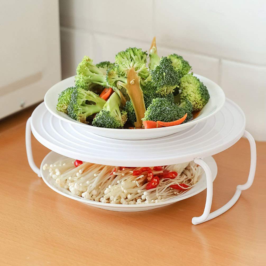 2-Pack Cabilock Microwave Plate Stacker - Adjustable Microwave Oven Tray Rack for Layered Cooking, Steaming & Heating | Space-Saving Kitchen Organizer for Small Spaces | Perfect for Meal Prep, Leftovers & Family Dinners