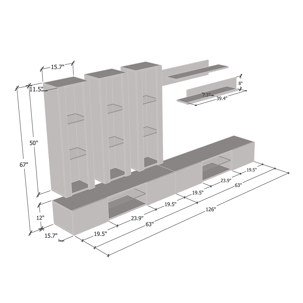 Modern Floating TV Stand with Storage & LED Lights - Wall-Mounted Entertainment Center for Bedroom & Living Room - Meble E3 33