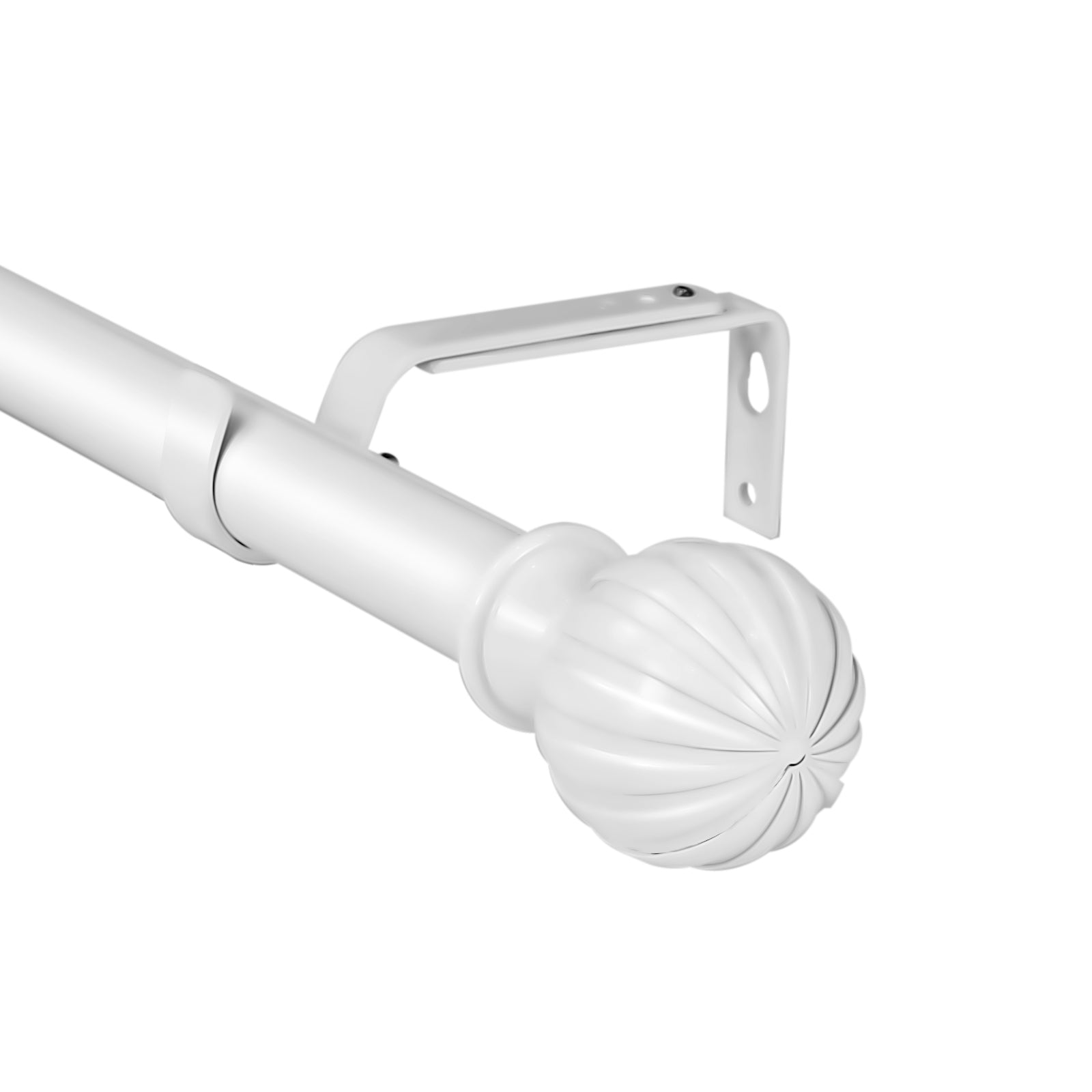 1 Inch Diameter Fluted Ball Adjustable Single Drapery Curtain Rod - Elegant Window Treatment for Living Room & Bedroom Decor