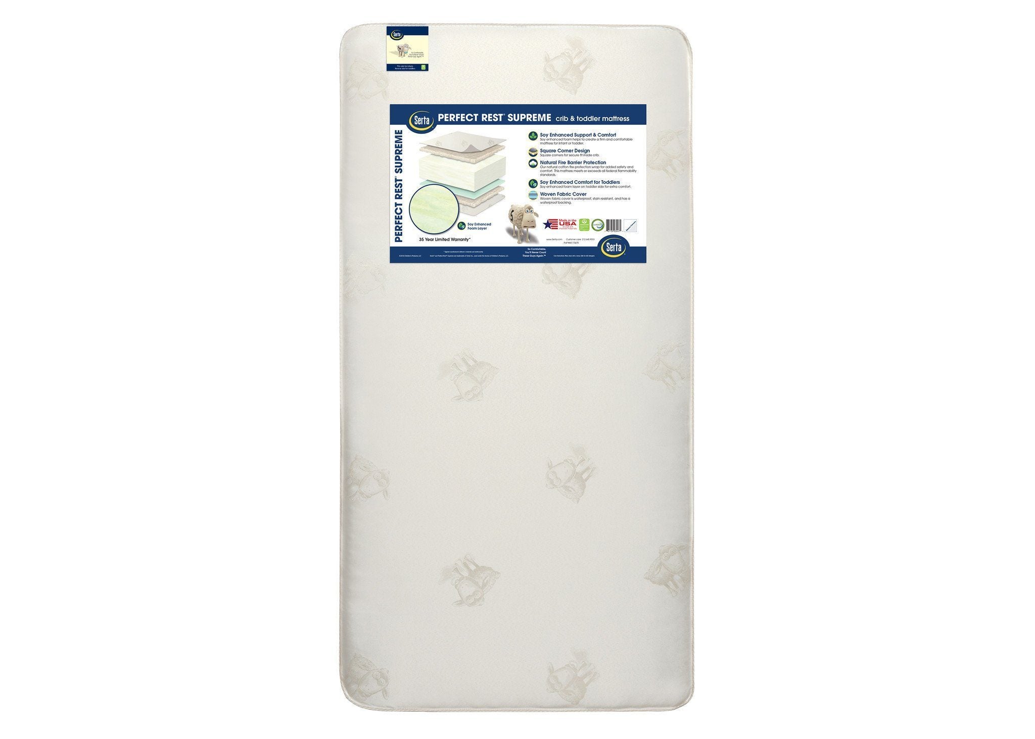 Serta Perfect Rest Supreme Crib Mattress - Firm Support for Infants & Toddlers - Waterproof & Hypoallergenic - Ideal for Daycare, Nursery & Travel Cribs