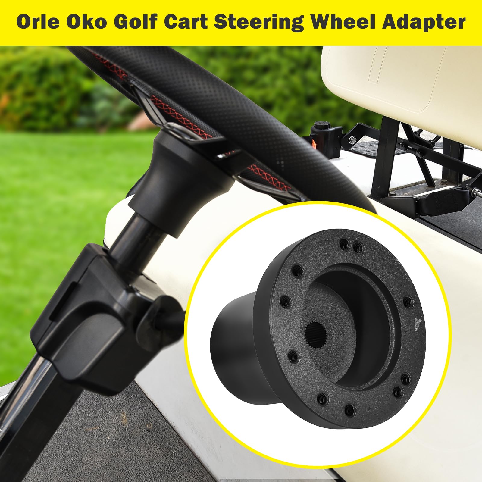 Golf Cart Steering Wheel Adapter Hub for Yamaha - Universal Fit Replacement Part for EZGO & Club Car | Perfect for Golf Cart Upgrades, Customization & Off-Road Use