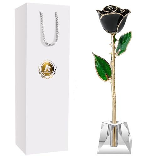 A8. Black Handmade Rose White Crystal Vase