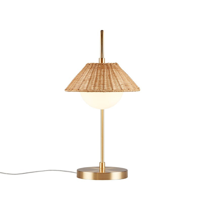 Laguna Rattan Weave Shade Table Lamp - Natural Woven Rattan Bedside Lamp for Bedroom, Living Room & Office - Warm Ambient Lighting Decor