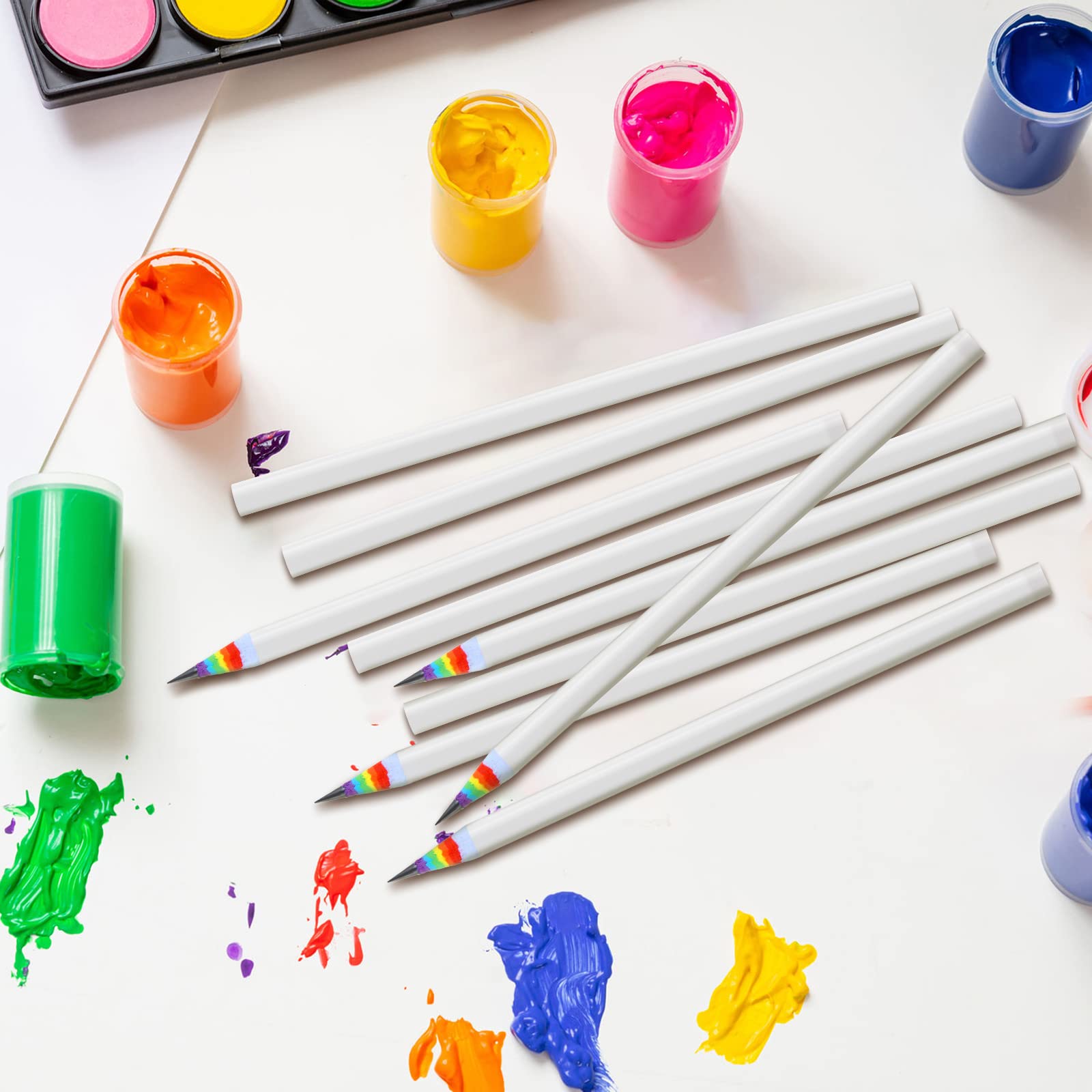 24-Pack Rainbow Colored Pencils - HB Graphite Writing & Drawing Pencils with White Barrel for Students, Teachers & Office Use - Perfect for School, Art Projects, Note-Taking & Creative Sketching