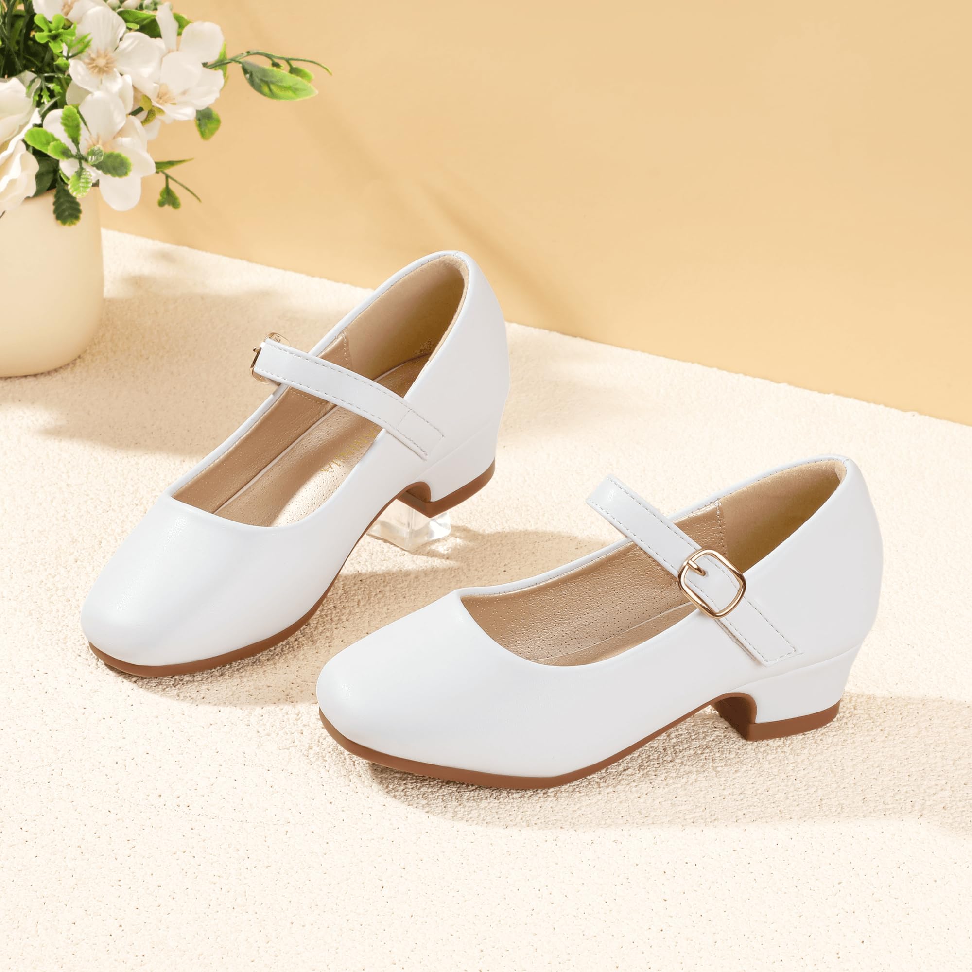 PANDANINJIA Girls Dress Shoes for Wedding & School - Flower Girl Heels