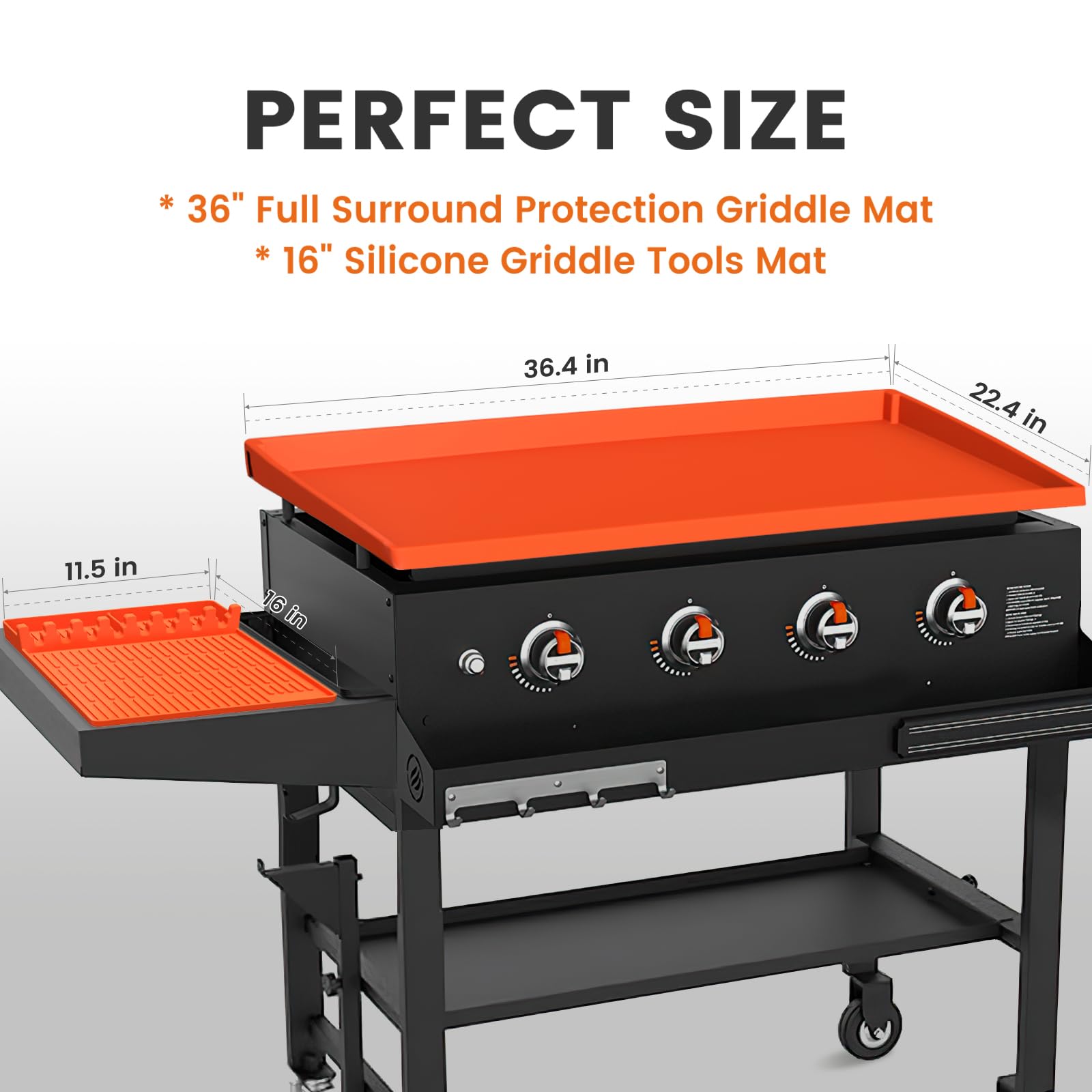 36-Inch Full-Edge Blackstone Silicone Griddle Cover with 16-Inch Spatula Mat | Premium Food-Grade Grill Protector | Reusable Outdoor Cooking Accessory for Blackstone Griddles | Perfect for Backyard BBQs, Camping & Tailgating