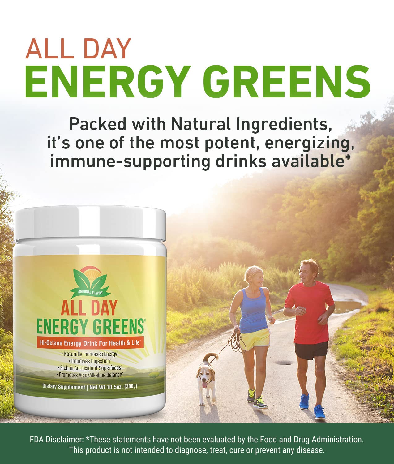 IVL - All Day Energy Greens Powder Superfood Supplement - Organic Super Greens Blend for Optimal Nutrition, Energy & Digestion - Green Juice Boost for Smoothies, Shakes & Healthy Lifestyle