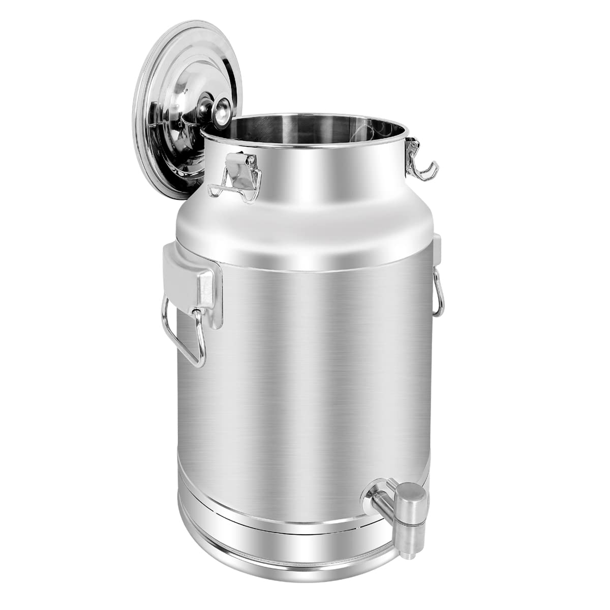 Premium 304 Stainless Steel 20L (5.25 Gallon) Milk Can with Spigot & Airtight Lid - Heavy Duty Food Grade Pail for Milk, Wine, Beer, and Beverage Storage - Ideal for Dairy Farms, Home Brewing, and Commercial Use