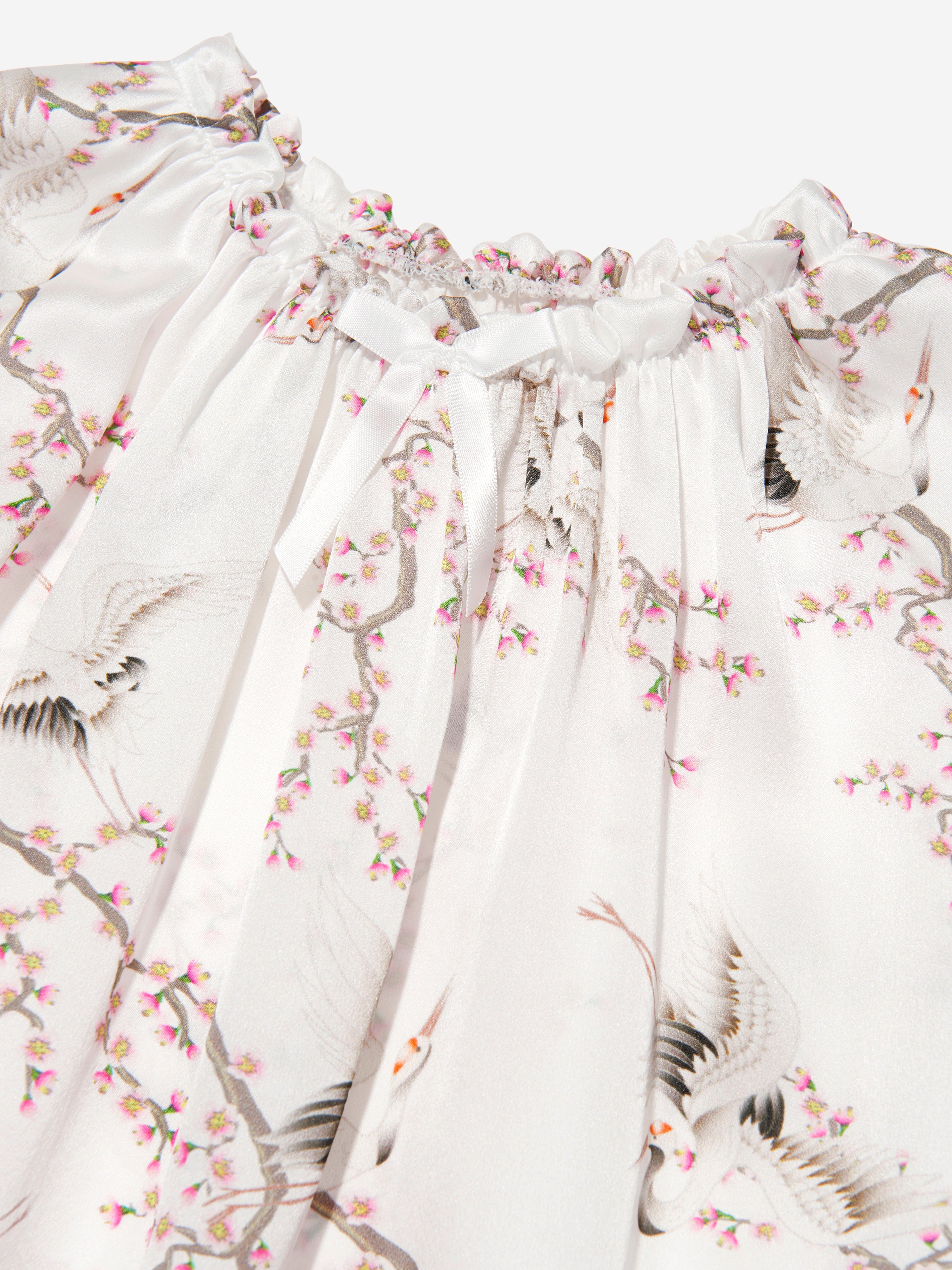 Amiki Girls' Silk Birds Antonia Nightdress - Soft & Comfortable Sleepwear for Kids, Perfect for Bedtime & Special Occasions