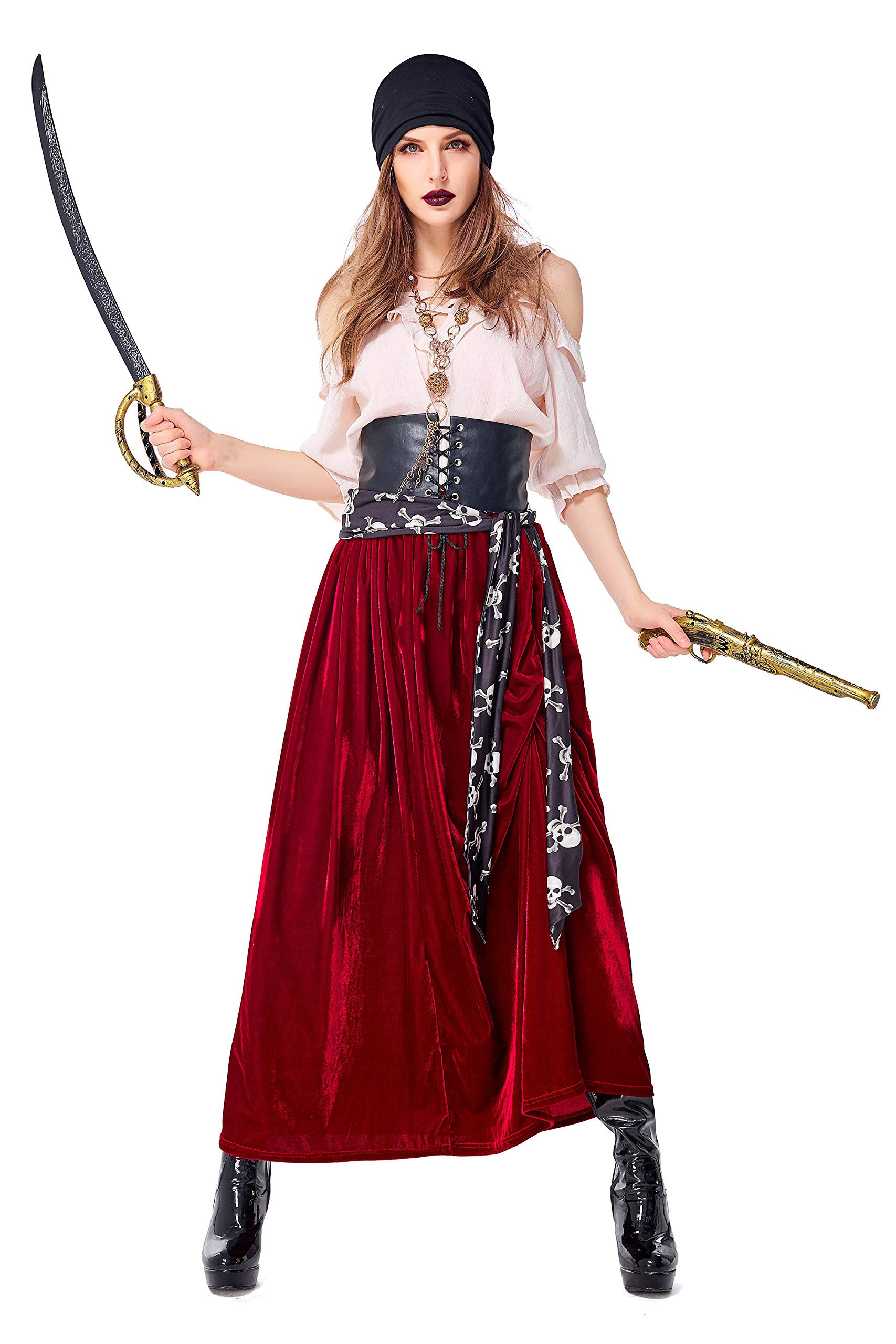 Women's Pirate Cosplay Costume - Halloween Costume, Masquerade Party Outfit, Fairy Tale Theater Performance Dress, Gypsy Style Costume for Themed Parties & Stage Shows