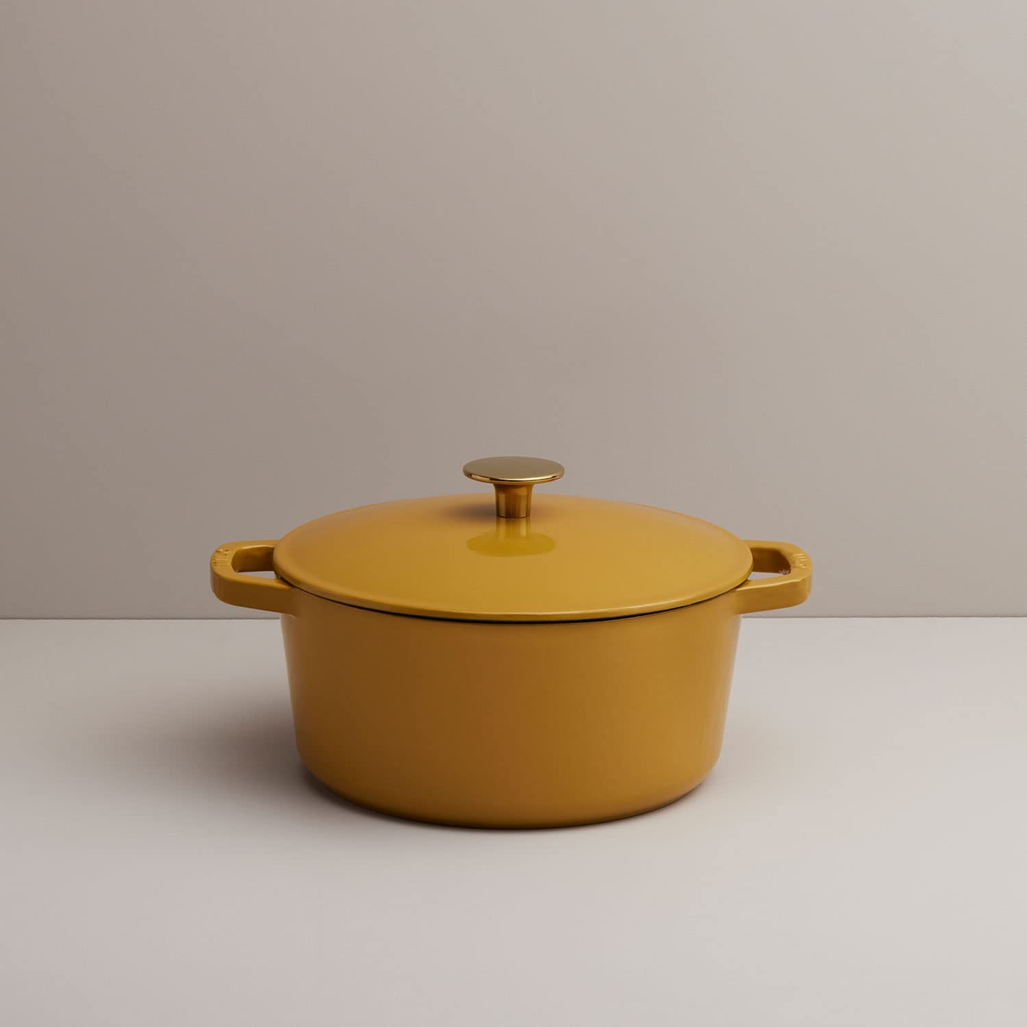 Premium 3.5-Quart Enameled Cast Iron Dutch Oven with Lid - Kana Milo Series | Heavy Duty Casserole Pot for Baking, Braising & Slow Cooking | Oven & Dishwasher Safe Enamel Coating | Dijon with Gold Knob | Perfect for Soups, Stews & Family Dinners