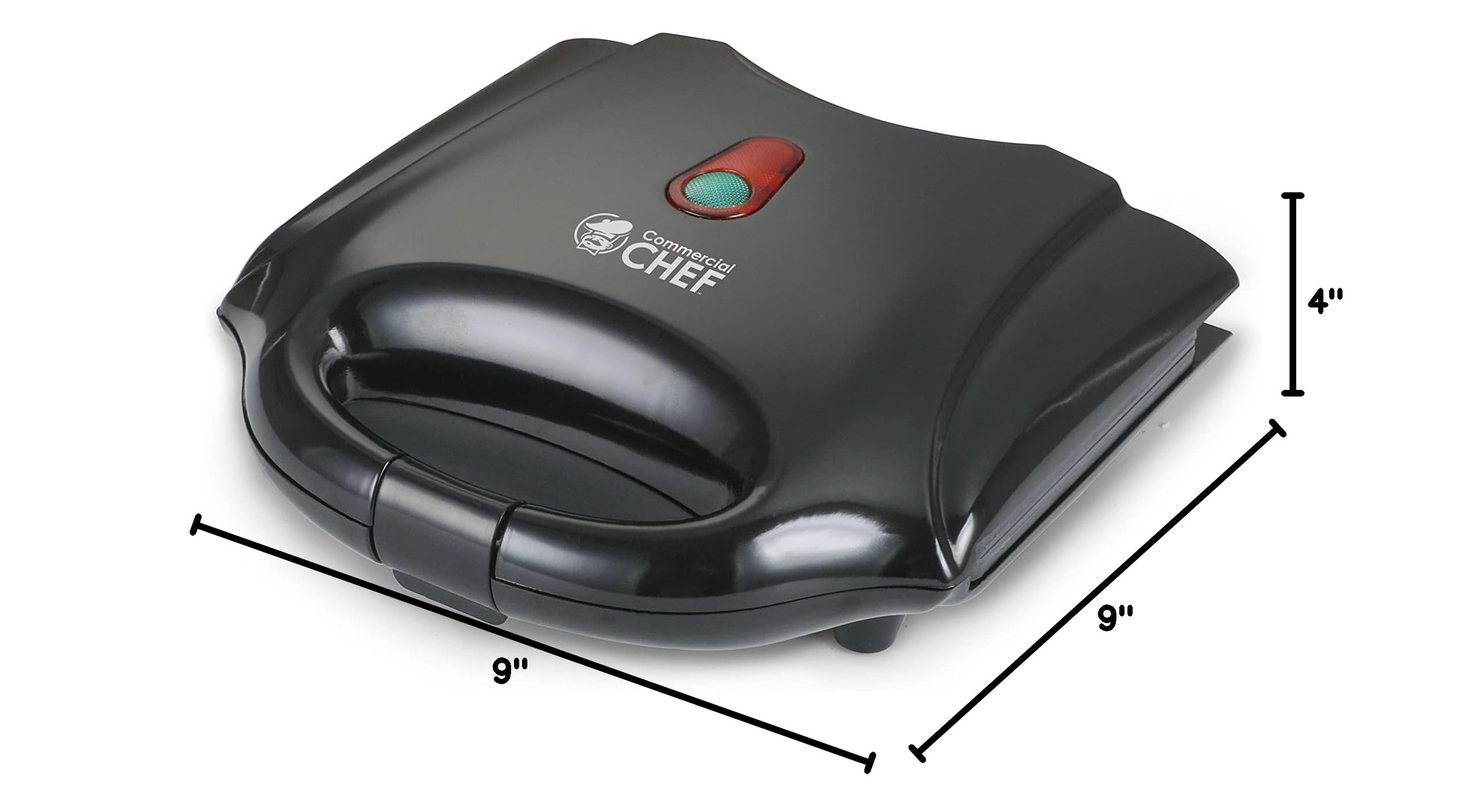 Commercial Chef Waffle Maker - Nonstick Mini Electric Waffle Iron with Cool Touch Housing & Power Light, Easy to Clean - Perfect for Breakfast Waffles, Pancakes, Sandwiches & Quick Snacks at Home, Office or Cafes