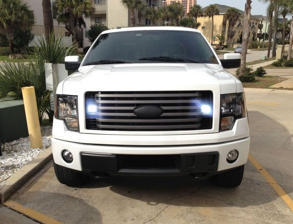 40W CREE LED Pod Lights with Behind Grille Brackets & Wiring Kit - Compatible with 2009-2014 Ford F150 - Off-Road, Fog, Work Light for Trucks, Jeeps, ATVs