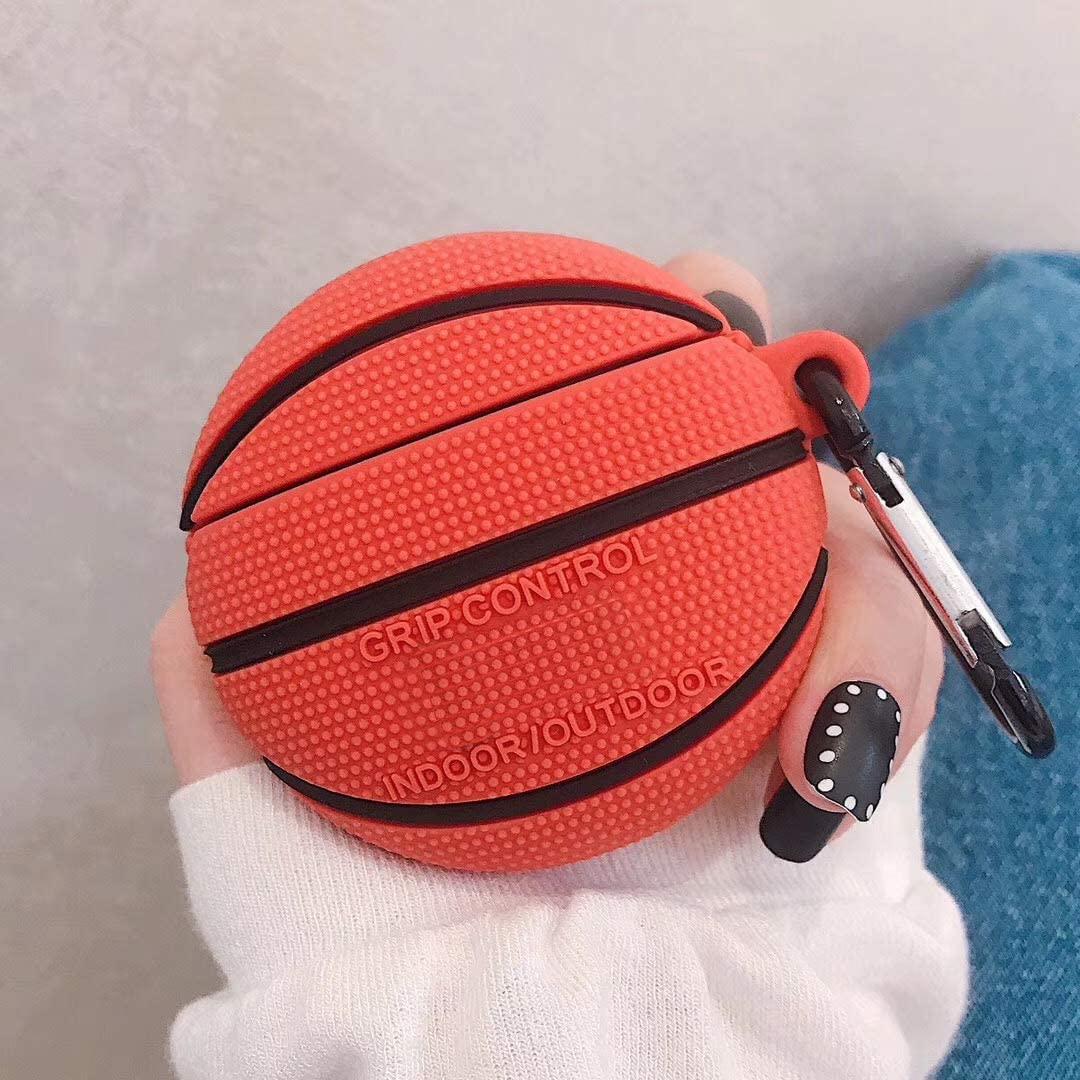 AirPods Pro Silicone Case - Basketball Design with Keychain for Sports & Travel