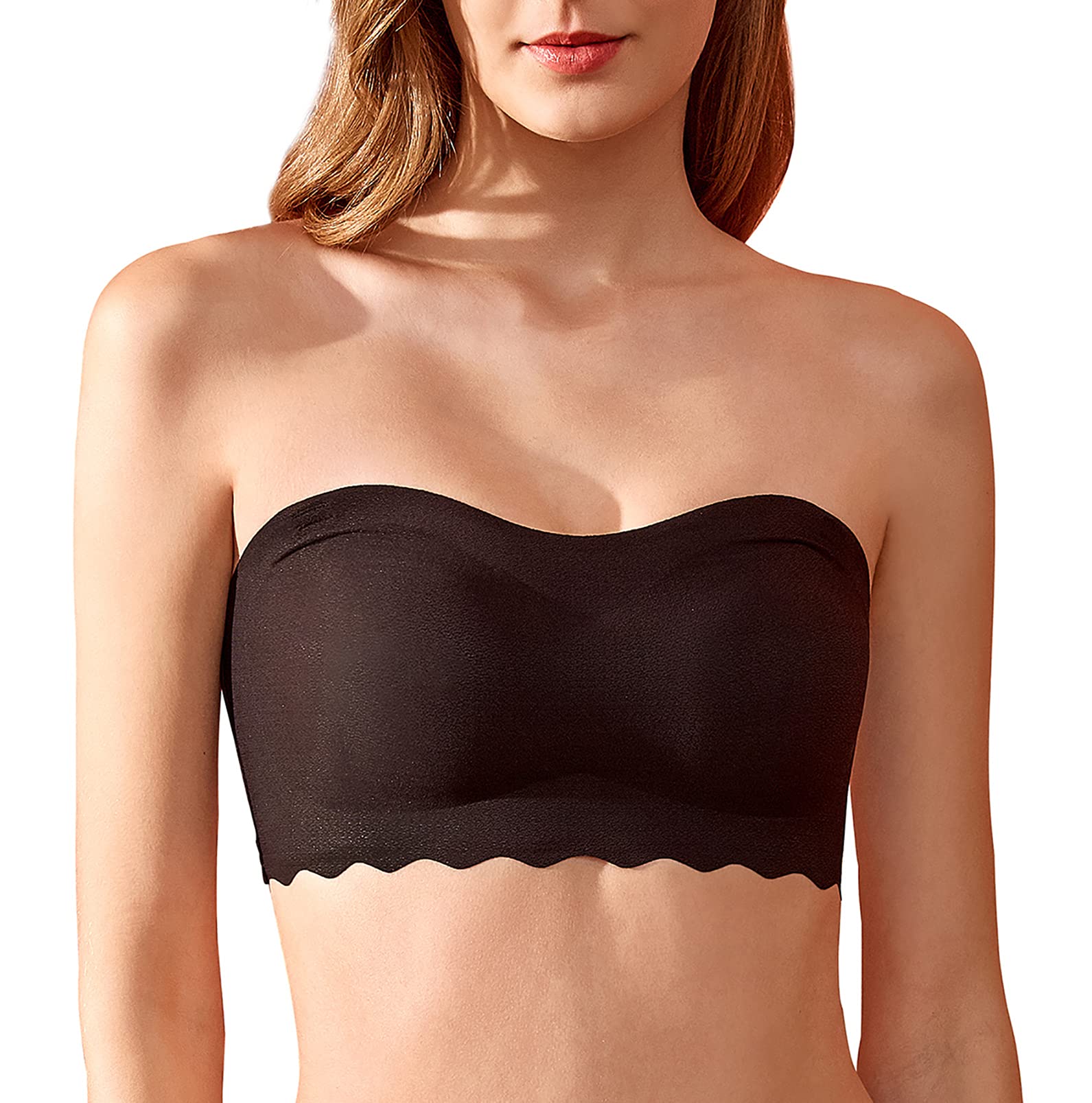 FEOYA Women's Wireless Strapless Bra - Comfortable Everyday Bandeau Bra with Removable Padding, Seamless Push Up Design for Wedding, Party & Formal Wear