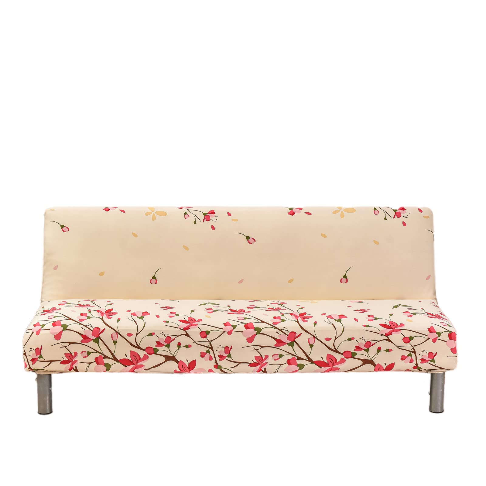 Stretch Printed Sofa Slipcover - Armless Printed Futon Cover, Washable Stretch Furniture Protector for Living Room, Bedroom, Dorm - Fits 21