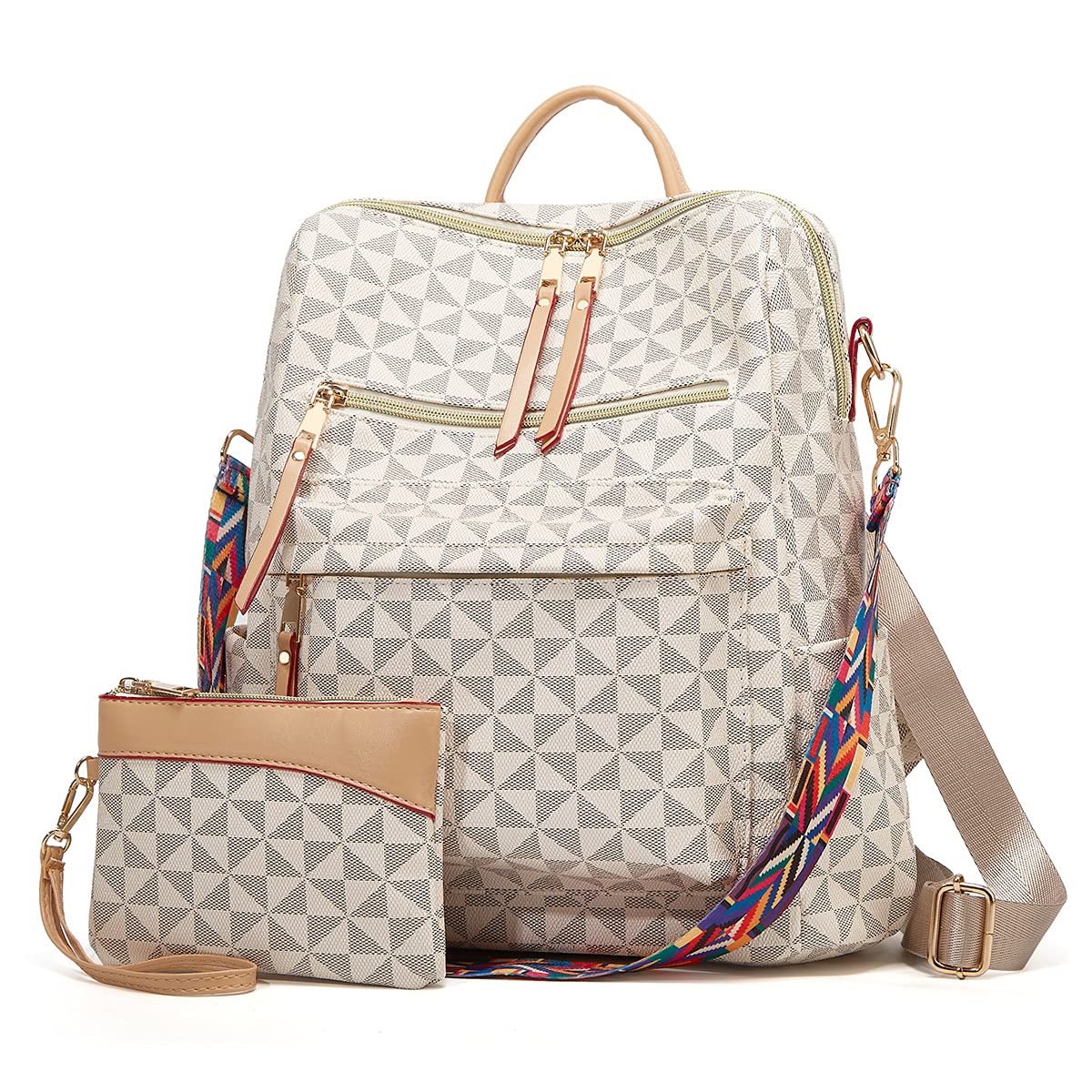 Stylish Women's PU Leather Backpack - Convertible Satchel Handbag & Purse 2-Piece Set for Travel, Work, School & Daily Use