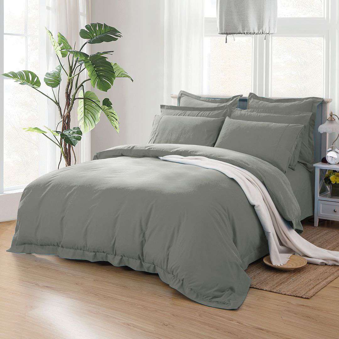 1000 Thread Count Queen Size Grey Duvet Cover Set - Ultra Soft Luxury Bedding for Hotel Style Comfort in Master Bedroom & Guest Room