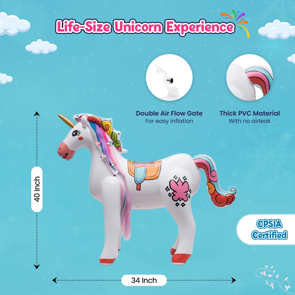 Inflatable Unicorn Hair Makeup Set - Magical Play for Kids