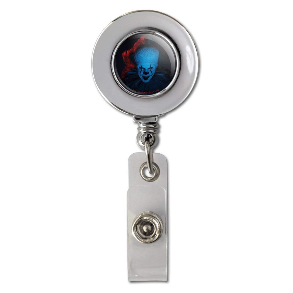 IT Chapter 2 Pennywise Blue Retractable Badge Reel - Chrome ID Card Holder Clip for Work, Security, and Convention Cosplay