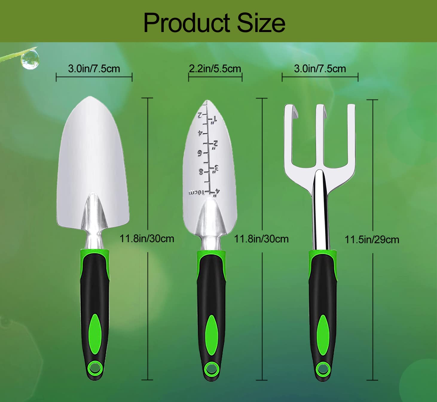 **3-Piece Heavy Duty Garden Tool Set - Ergonomic Non-Slip Handle Trowel, Transplant Trowel & Hand Rake - Perfect for Planting, Weeding & Landscaping - Ideal Gardening Gifts for Men & Women**