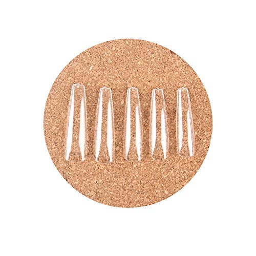 Allkem Clear 600pcs Extra Long Coffin Fake Nails - XXL Ballerina Press On Nails Full Cover Set with 12 Sizes | Jumbo Pack for Salon & Home Manicures | Perfect for Parties, Weddings & Special Occasions