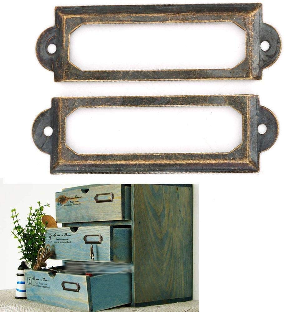 20 Pcs Metal Label Holders for Office, Library, File Drawer & Cabinet - Red Bronze Card Tag Label Frames (Perfect for Organizing Documents, Books & Storage)