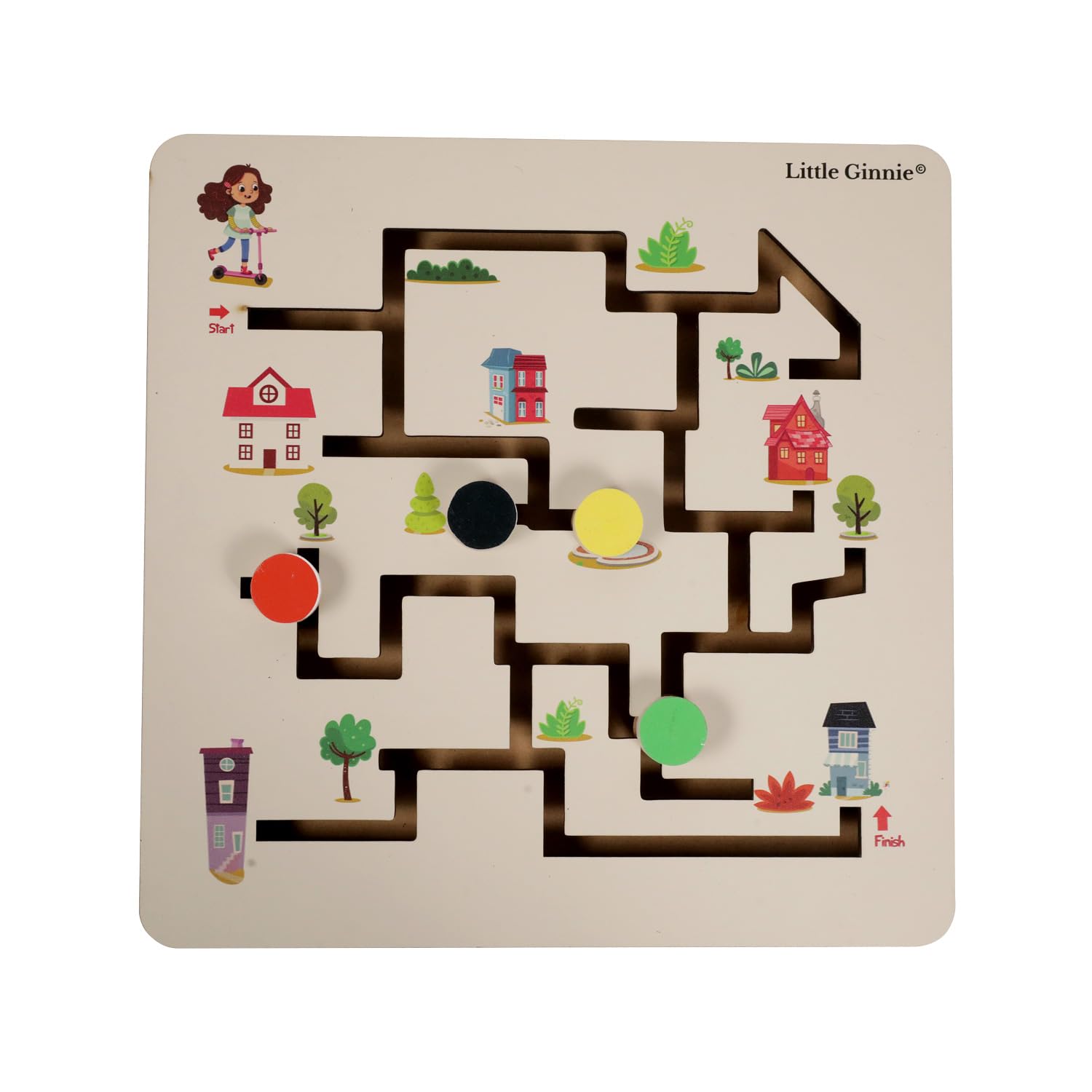 Little Ginnie Wooden Maze Puzzle Game - Brain Teaser Educational Toy for Kids | STEM Learning Toy, Birthday & Holiday Gift for Boys & Girls | Perfect for Indoor Play, Classroom Activities & Cognitive Development