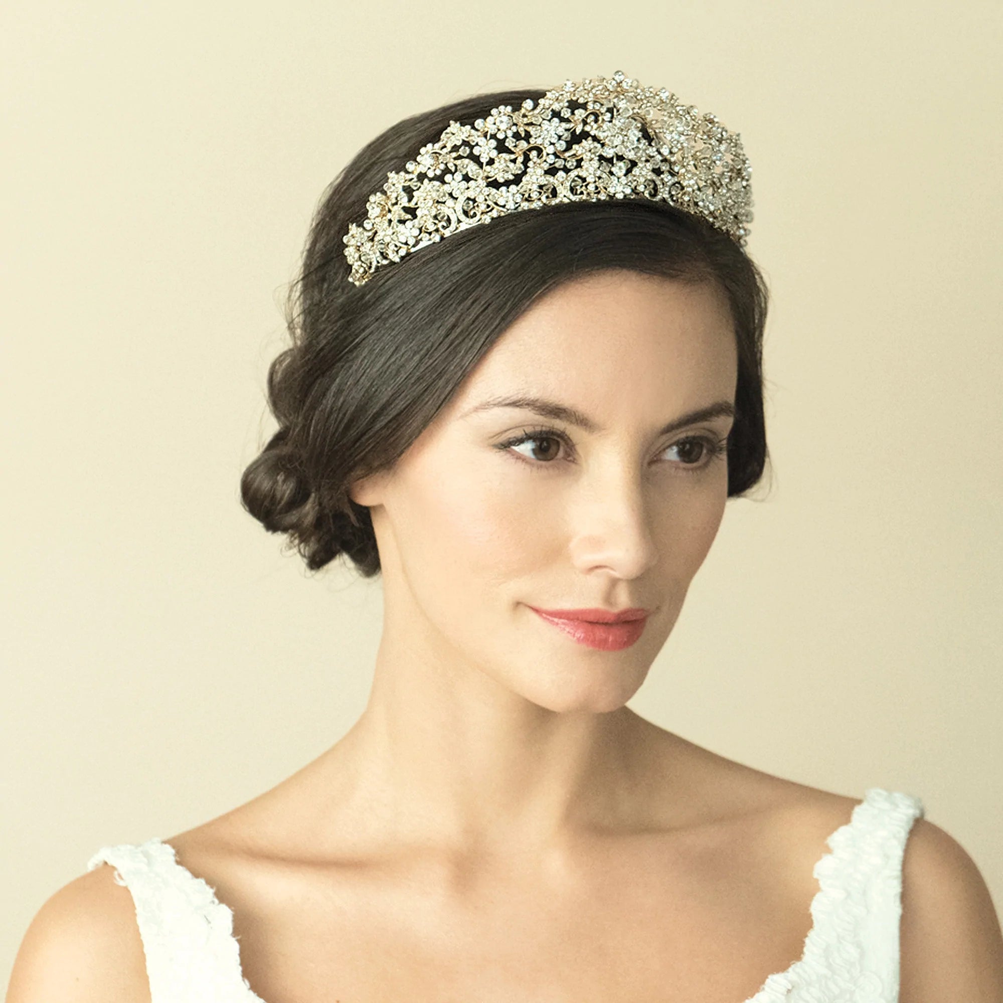 Elegant Gold Wedding Tiara with Sparkling Crystals - Phoenix Design Bridal Crown for Bride, Prom, Pageant & Special Occasions