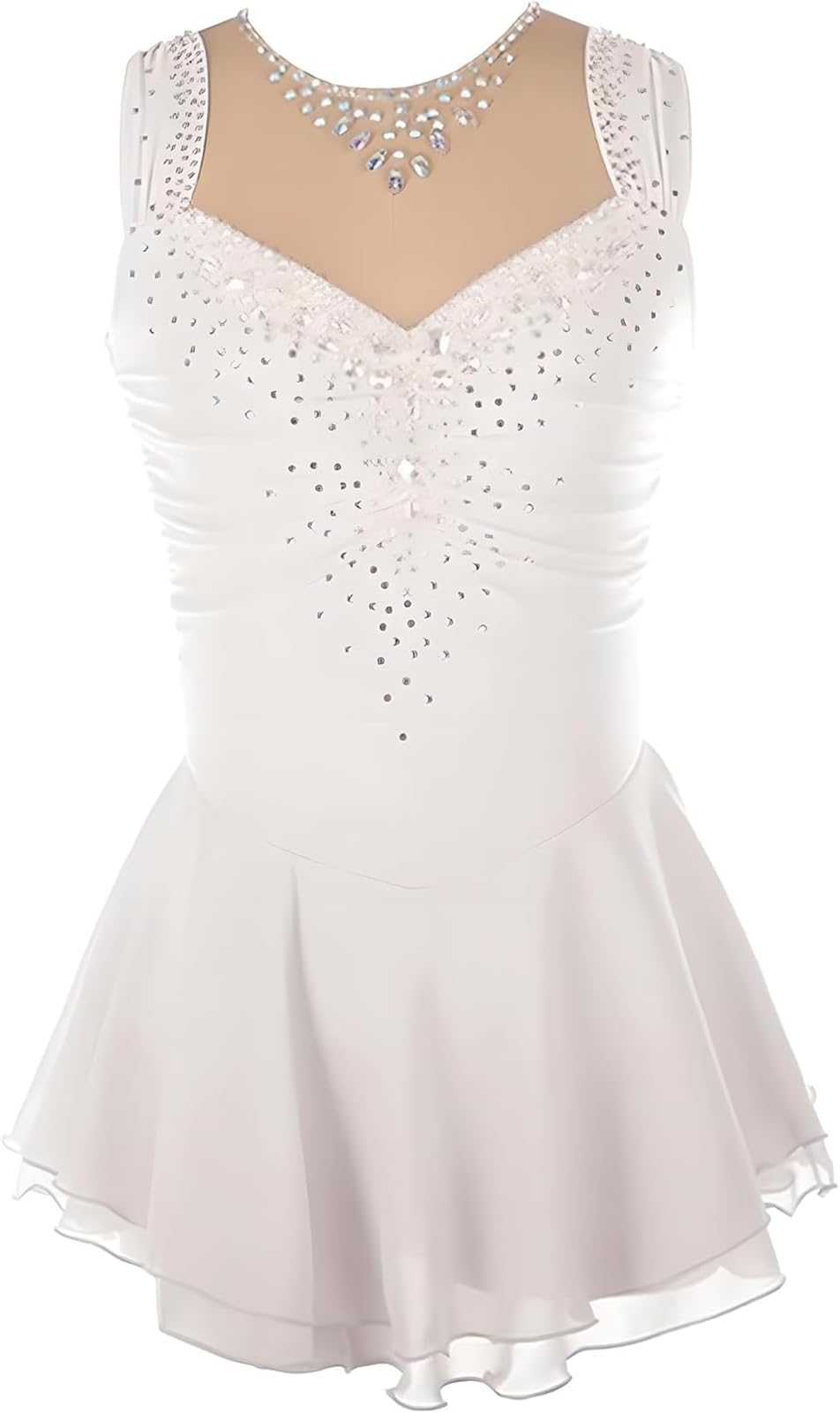 Elegant Sparkly Rhinestone Figure Skating Dress for Girls - Ballet Dance & Gymnastic Performance Costume - Perfect for Ice Skating Competitions, Recitals, and Stage Shows