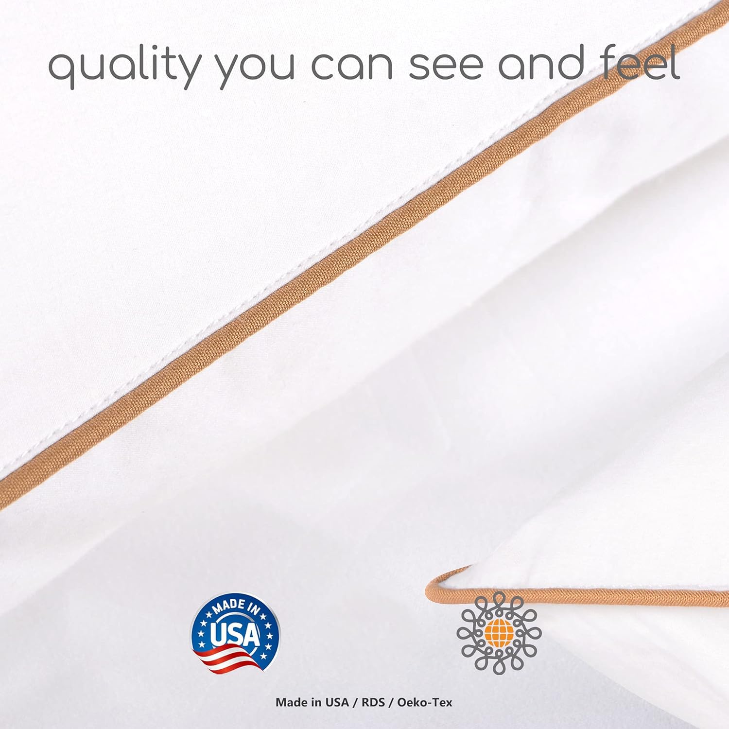 Premium Goose Down Feather Pillows Set of 2 - 20 x 26 Inches Standard Size, 100% Cotton Shell, Ultra Soft & Cooling for Side, Back & Stomach Sleepers - Perfect for Twin Beds, Guest Rooms & Luxury Hotels (Made in USA)