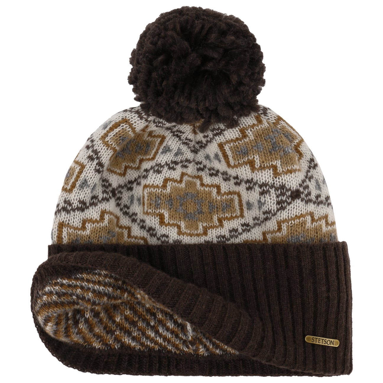 Stetson Navajo Pompom Hat - Warm Winter Beanie for Women & Men - Perfect for Outdoor Activities, Skiing, and Casual Wear