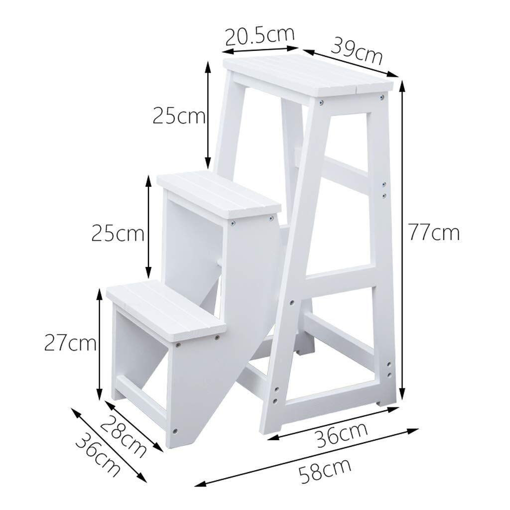 Foldable Wooden Step Stool for Kitchen, Office & Library - Sturdy Indoor Climbing Stool with Thick Wood, Multi-Purpose Ladder Chair for Home Use
