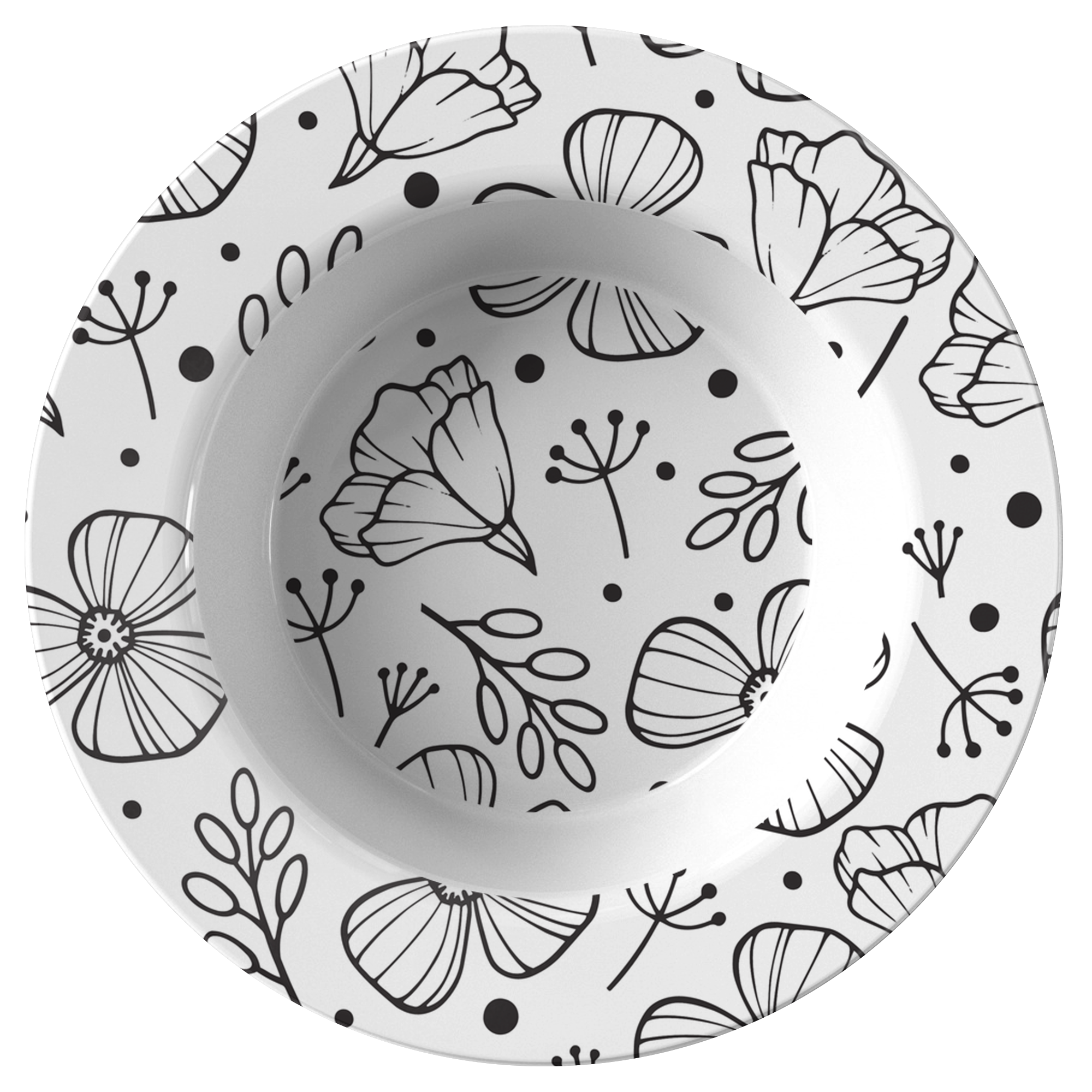 Elegant Floral Design Plastic Dinner Bowls - Set of 4, BPA-Free, Durable & Lightweight for Everyday Meals, Parties, and Home Decor