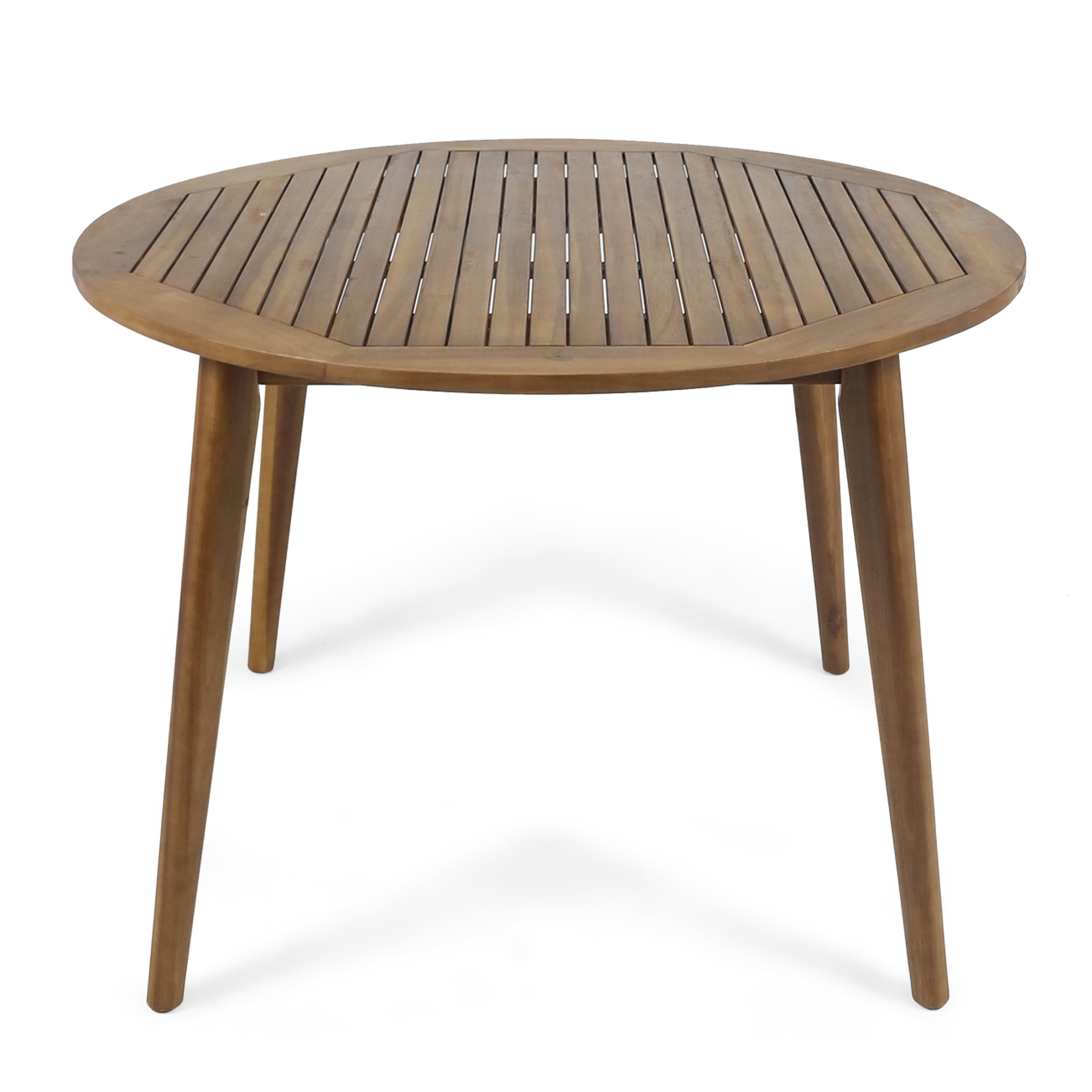 Christopher Knight Home Nick Outdoor Acacia Wood Round Dining Table, Teak Finish - Weather-Resistant Patio Dining Set for Backyard, Garden & Poolside Gatherings