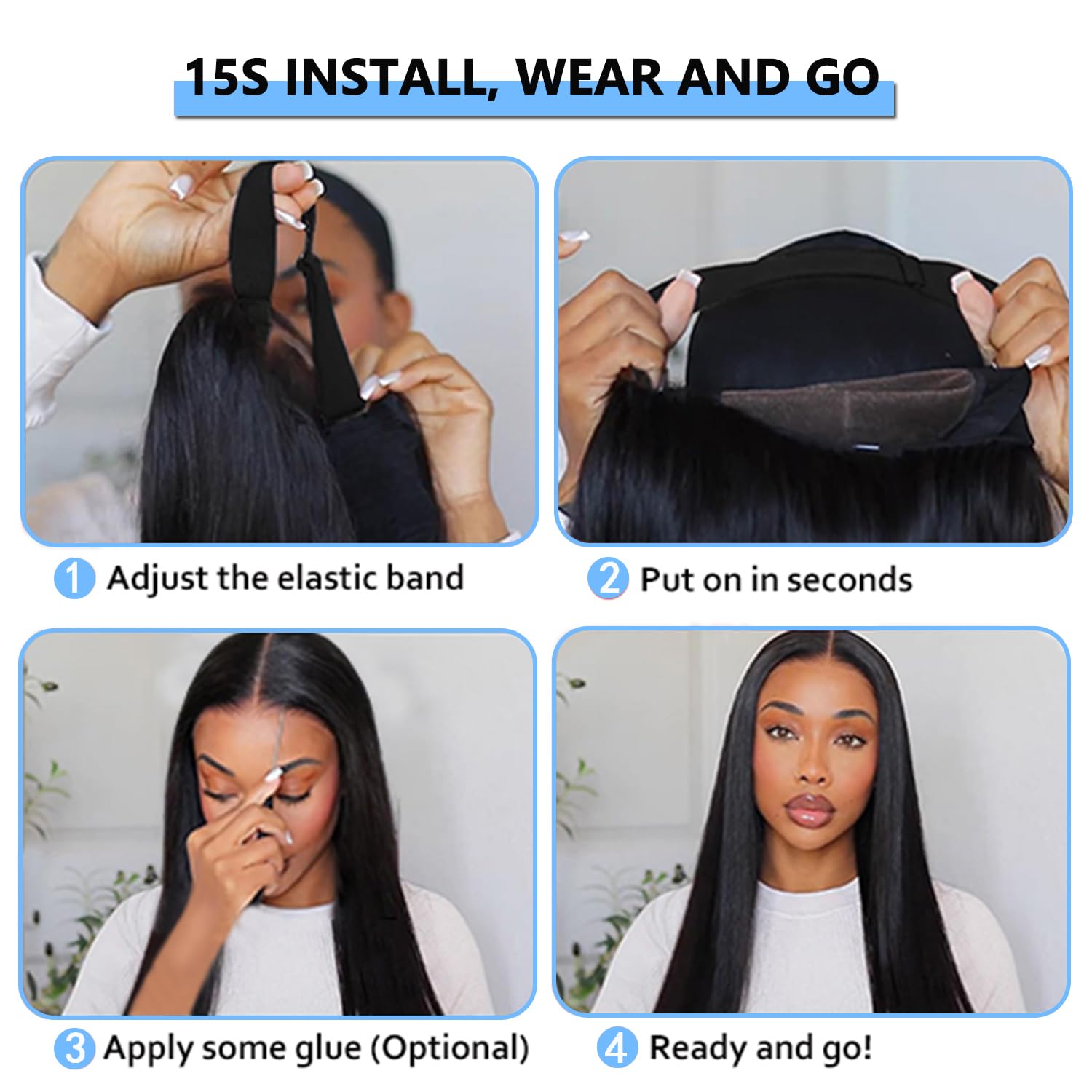 210 Density 6X4 Glueless Human Hair Wigs - 100% Brazilian Virgin Hair with HD Lace Closure | Pre Plucked & Pre Cut Straight Wigs for Black Women | Middle Part 26 Inch | Perfect for Daily Wear, Parties & Special Occasions