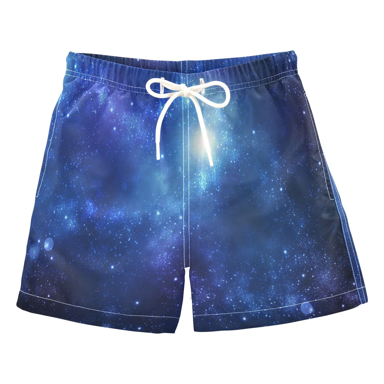 AMICHIC Boys Blue Galaxy Swim Trunks - Quick Dry Toddler Swimwear for Kids 2-8 Years | Beach, Pool & Water Park Activities