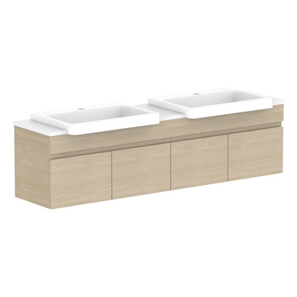 ADP Glacier Pro Semi Recessed All Door Slim Vanity with Solid Surface Top - Modern Bathroom Sink Cabinet for Small Spaces, Perfect for Apartments and Powder Rooms
