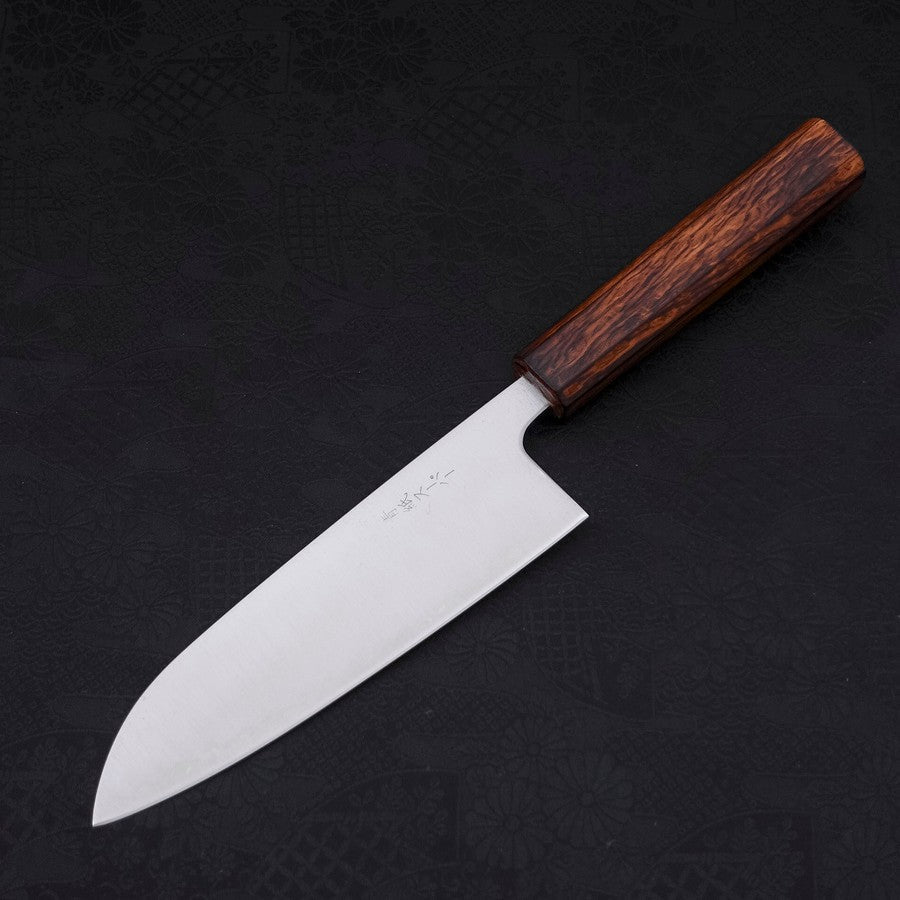 Premium Santoku Knife 165mm - Blue Super Polished Steel with Sumi Urushi Handle - Japanese Kitchen Knife for Slicing, Dicing & Chopping Vegetables, Meat & Fish