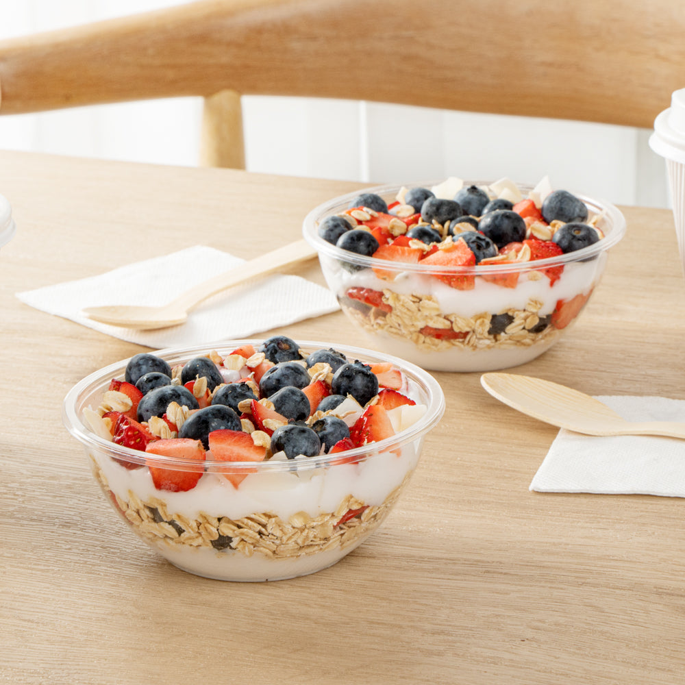 7 oz Round Clear Plastic Salad Bowls - 5