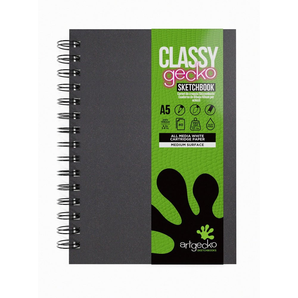 Artgecko Premium A5 Sketchbook - 80 Pages (40 Sheets) 150gsm White Paper for Drawing, Sketching & Watercolor - Perfect for Artists, Students & Travel
