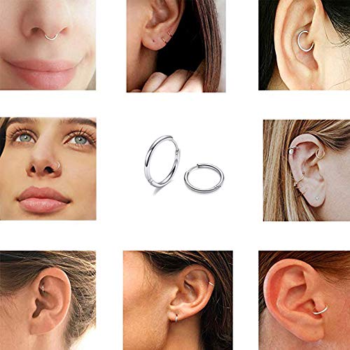 316L Surgical Stainless Steel Huggie Hoop Earrings - 6mm/8mm/10mm/11mm/12mm/14mm Hypoallergenic Cartilage & Helix Earrings for Men & Women - Perfect for Daily Wear, Work, Parties & Gifting