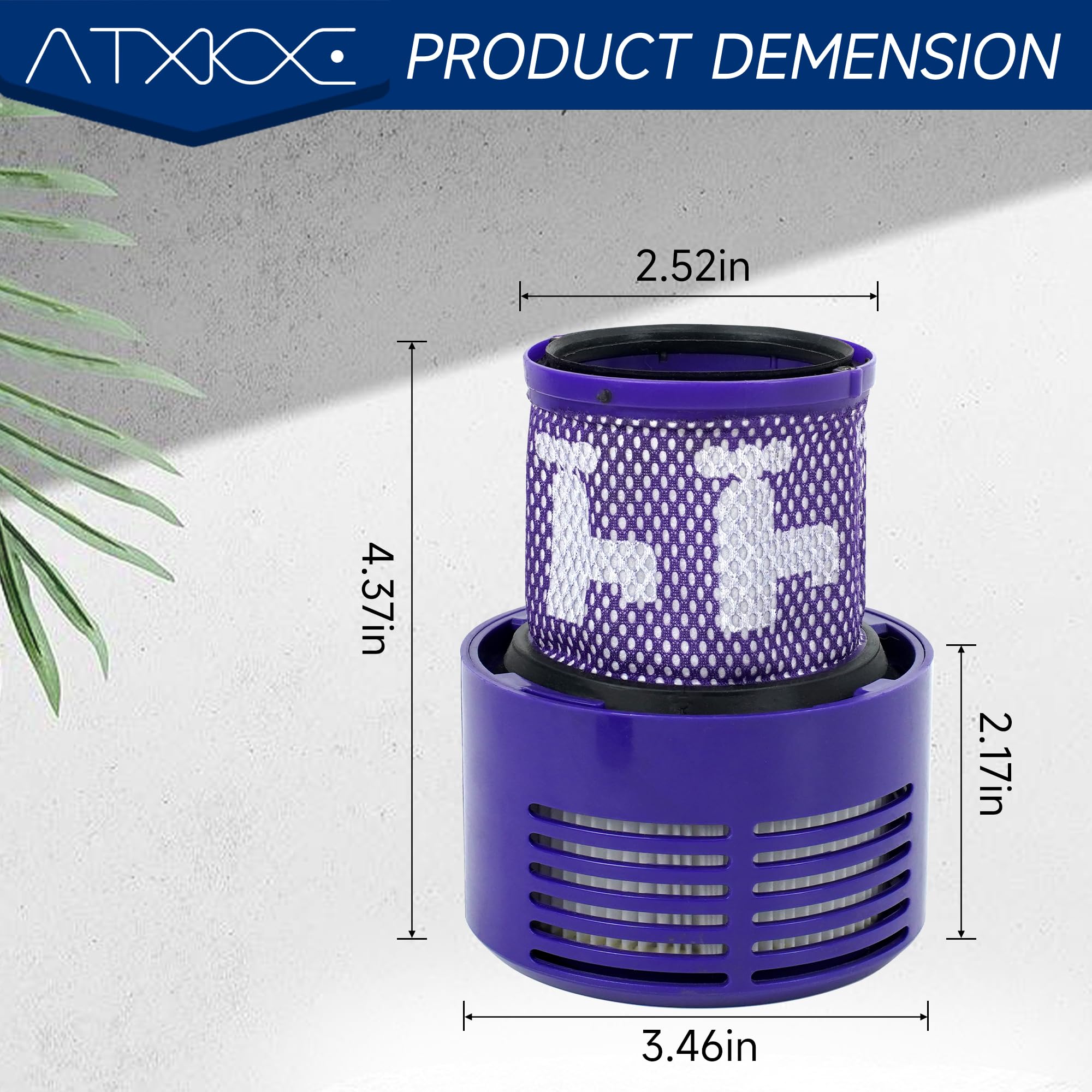ATXKXE V10 Replacement Filters - 4 Pack HEPA Filters & Cleaning Brush Compatible with Dyson V10 Cyclone Vacuum - Perfect for Pet Hair, Allergies & Home Cleaning
