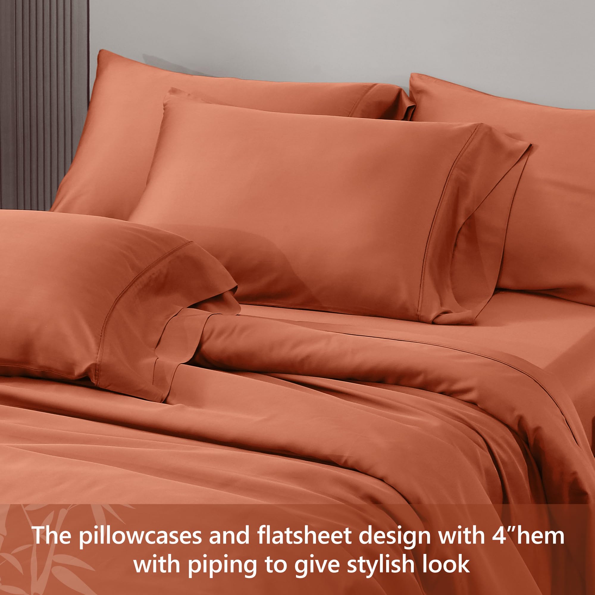 Bamboo Rayon Cooling Bed Sheets Set - 4 Piece Silky Soft, Breathable Full Size Sheets & Pillowcases with Deep Pocket (Fits up to 16