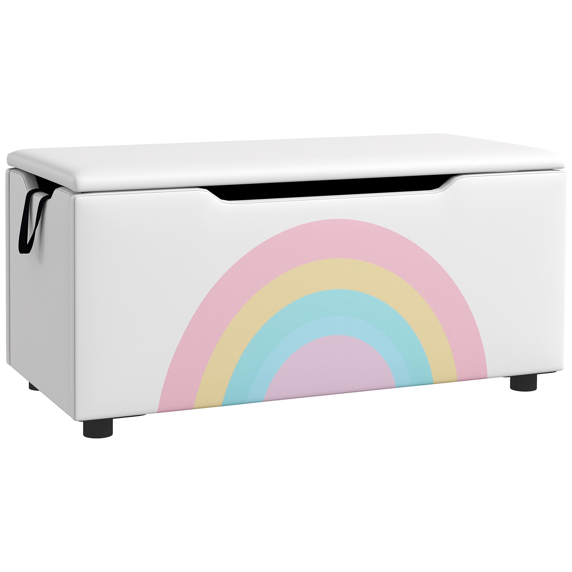 Qaba Kids Toy Storage Bench with Lid & Handles - Lightweight Toy Chest for Nursery, Playroom & Bedroom - Perfect Gift for Boys & Girls Ages 3-8 (White) - Organize Toys, Books & Clothes in Style