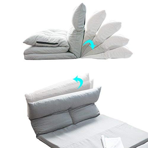 YSKWA Foldable Fabric Chaise Lounge Chair - Portable Floor Sofa for Gaming, Living Room, Bedroom - Comfortable & Stylish (Gray) - Perfect for Relaxing, Lounging & Small Spaces