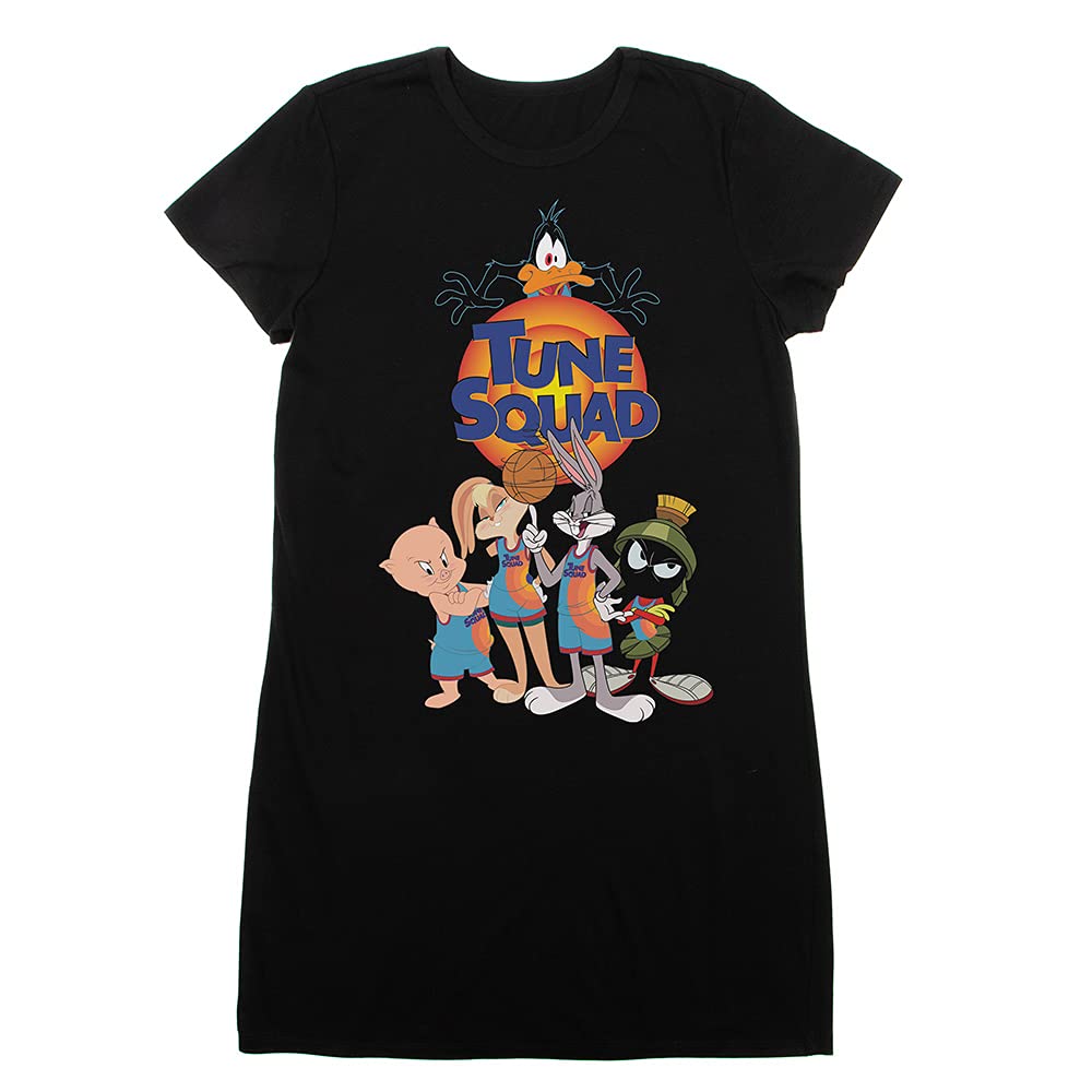Juniors Space Jam 2 Movie Black Graphic Tee Dress - Stylish Cartoon Print T-Shirt for Girls, Perfect for Casual Wear, Movie Nights & Fan Gifts